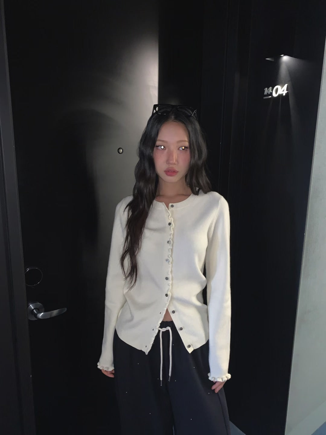 坑紋木耳邊針織外套