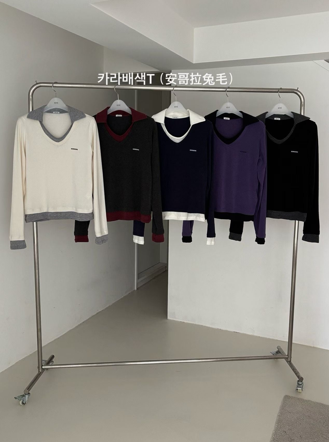 假兩件polo彈力top