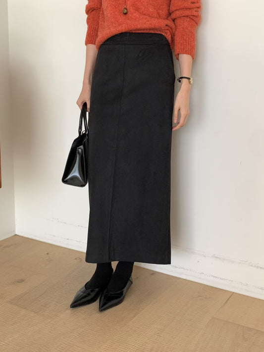 滑身絨面H型長裙