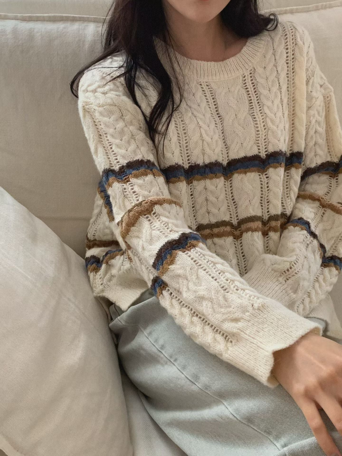 麻花寬鬆毛衣（混羊毛唔吉肉/預訂優惠至11.20）