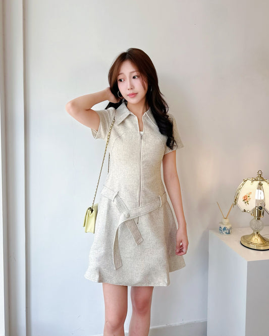 tweed拉鍊連身裙