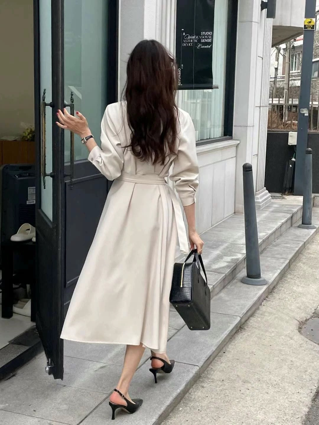 翻領連belt長裙（免熨質地）