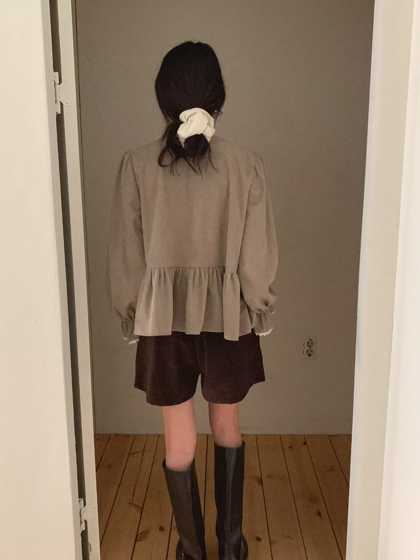 圓領拼接花花襯衫