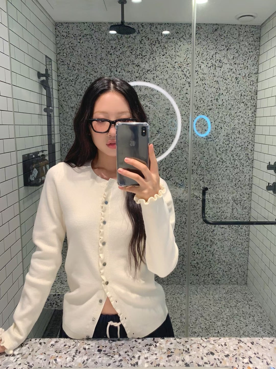 坑紋木耳邊針織外套