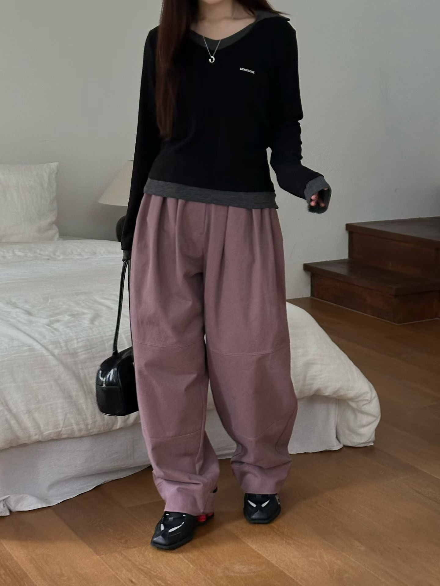 假兩件polo彈力top