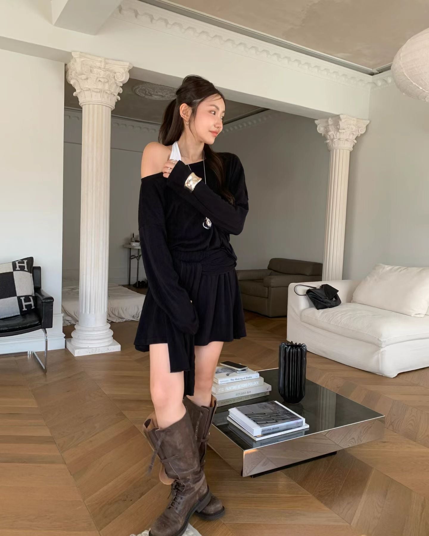 綁腰上衣短褲套裝