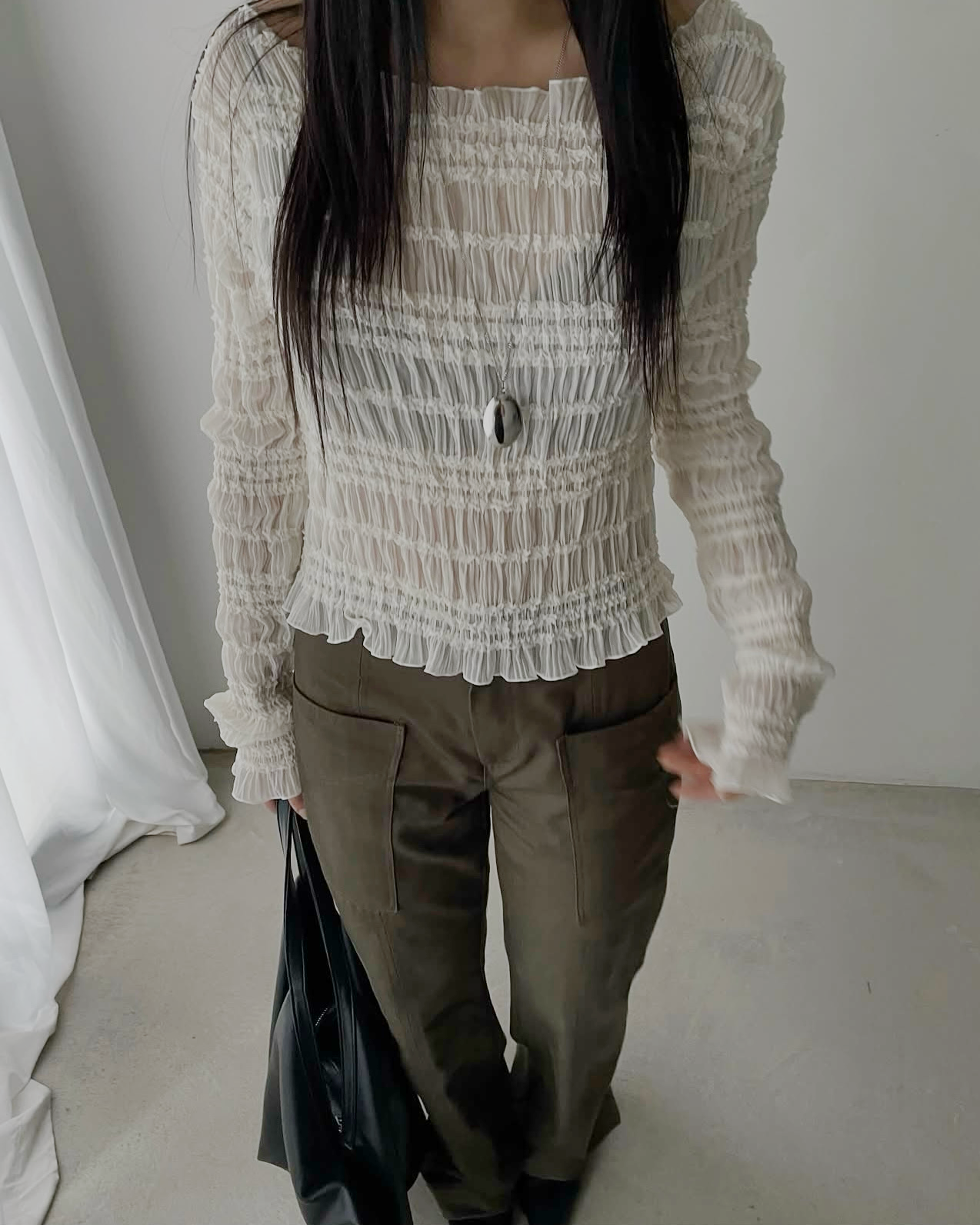 重工！彈力雪紡奏摺top（優惠至11.11）