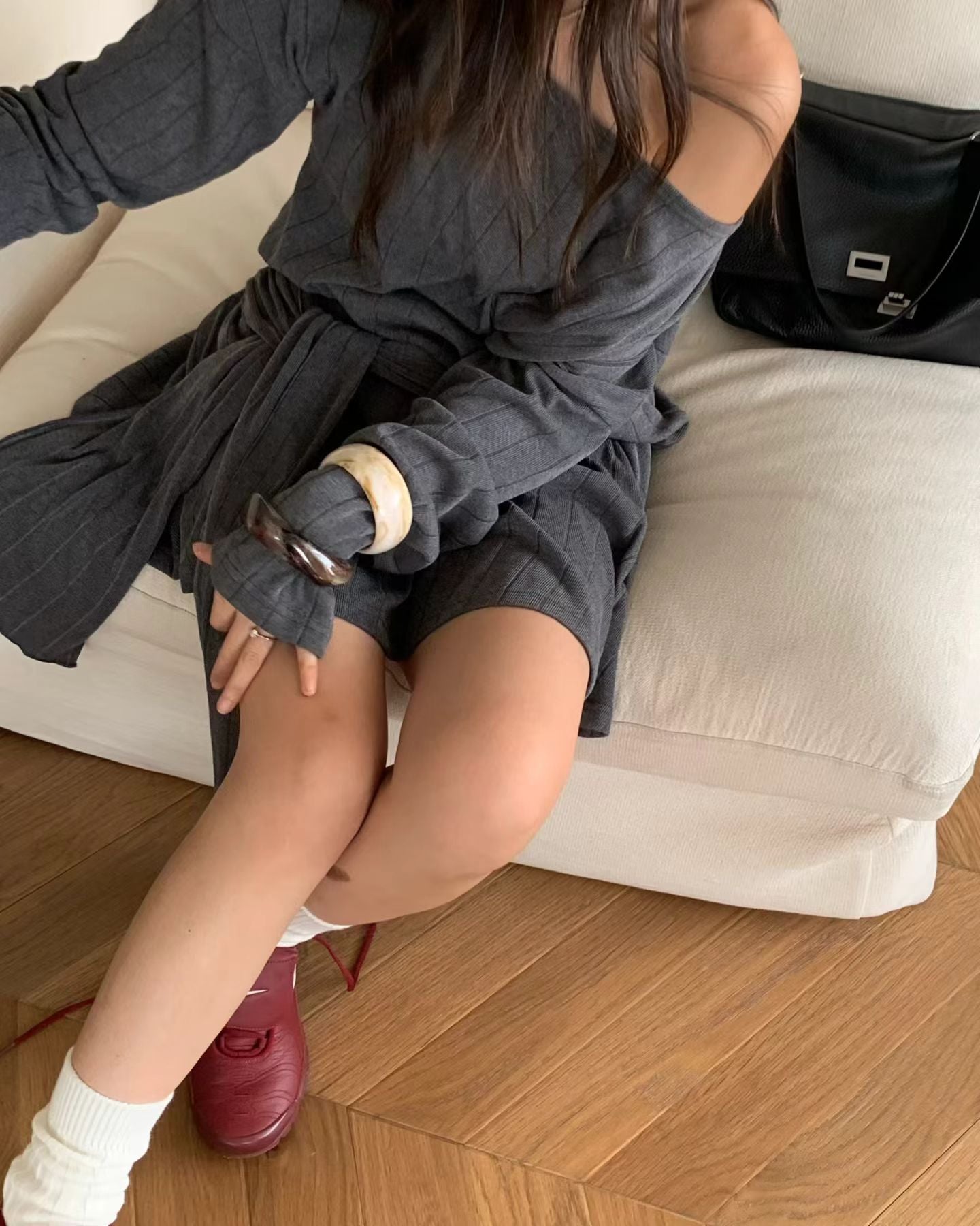 綁腰上衣短褲套裝