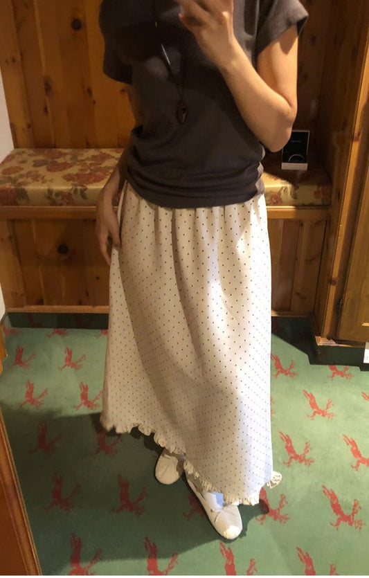 波點彈力A字長裙