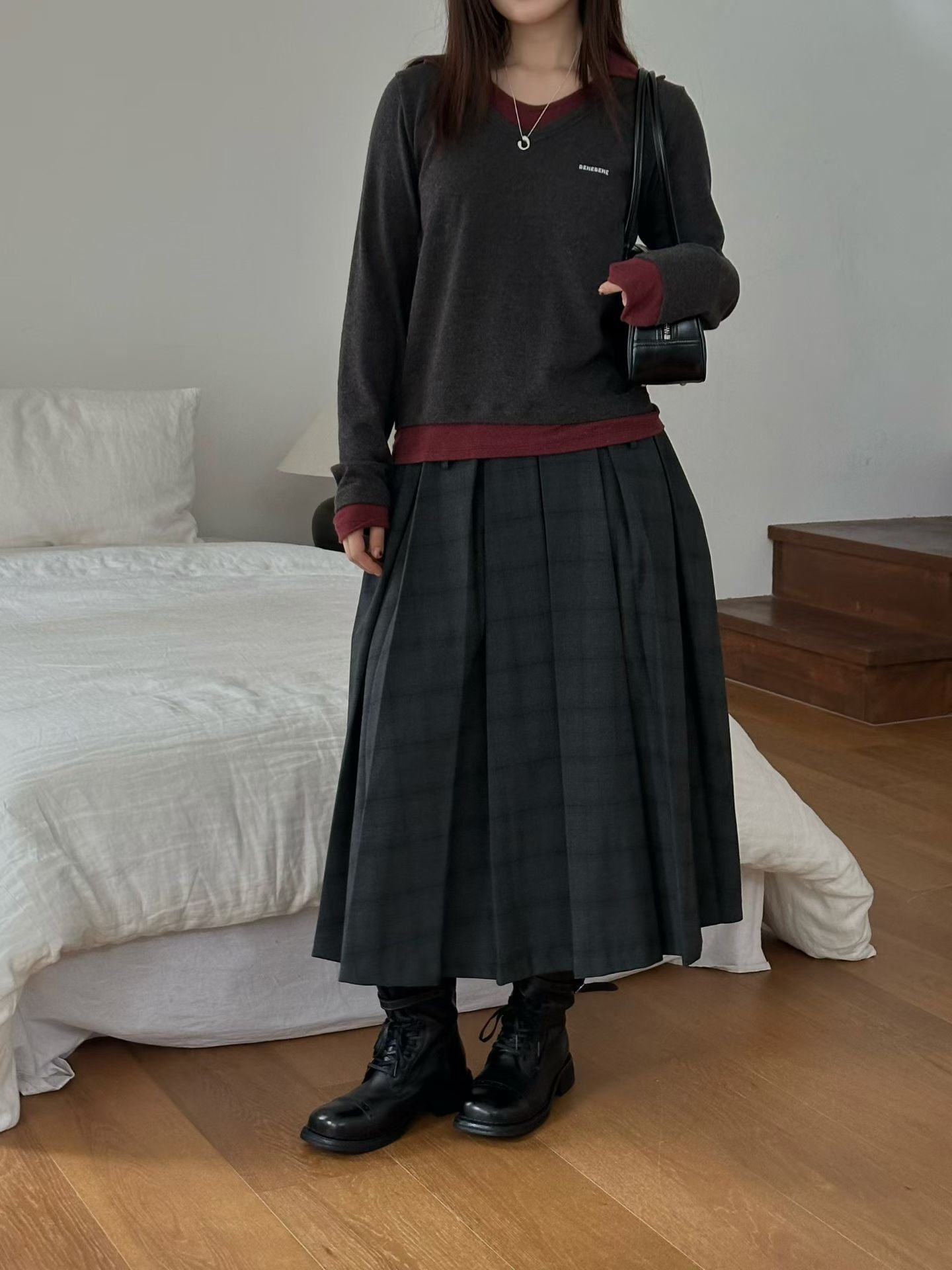 假兩件polo彈力top