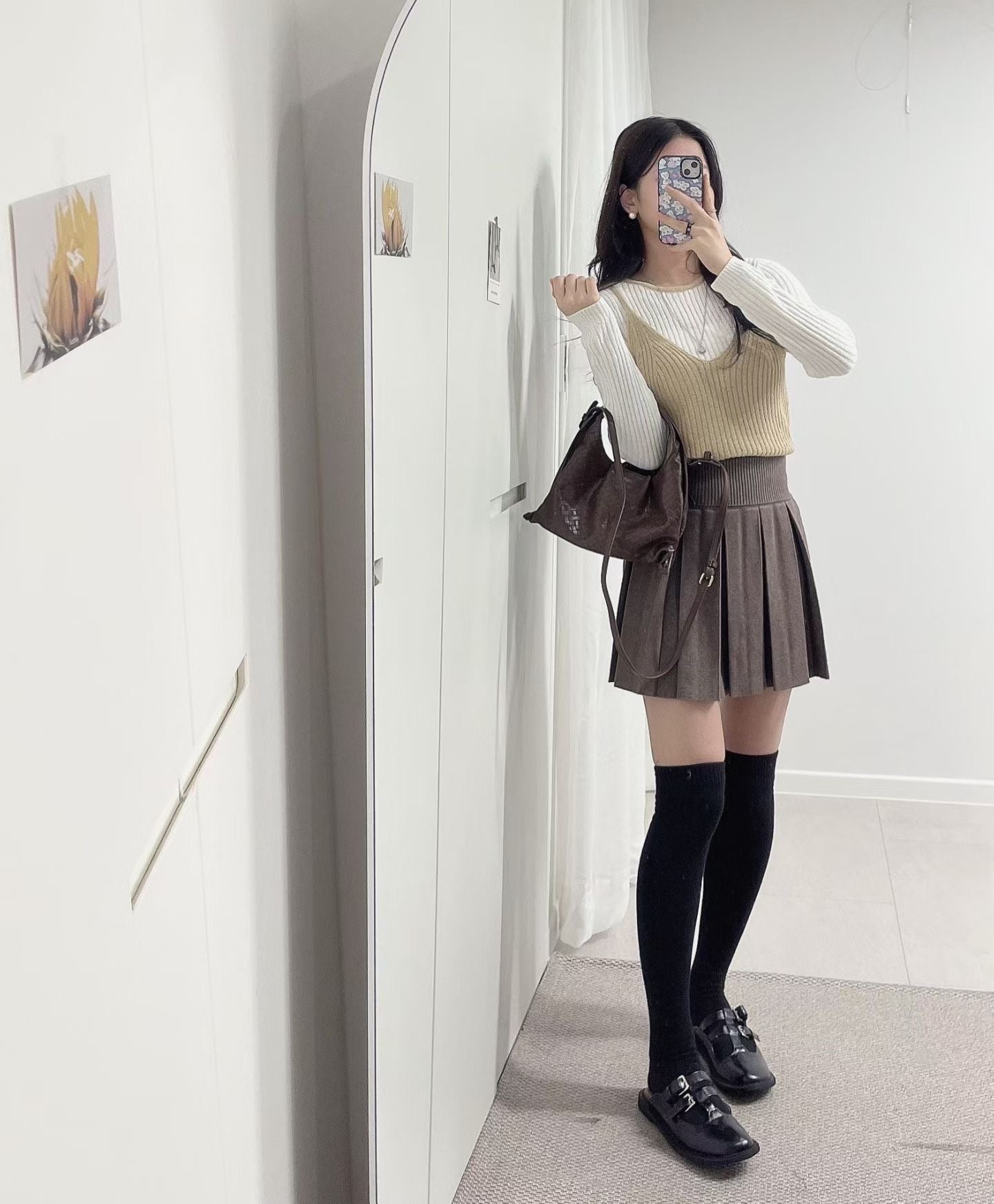 假兩件吊帶長袖上衣