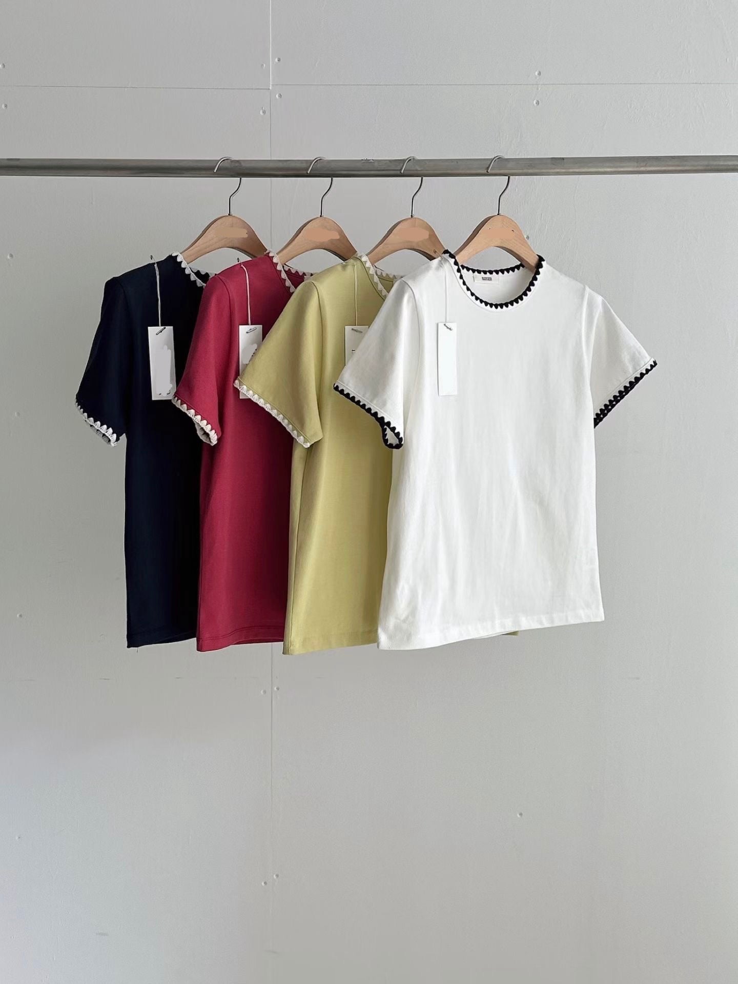 休閒針織花邊tee