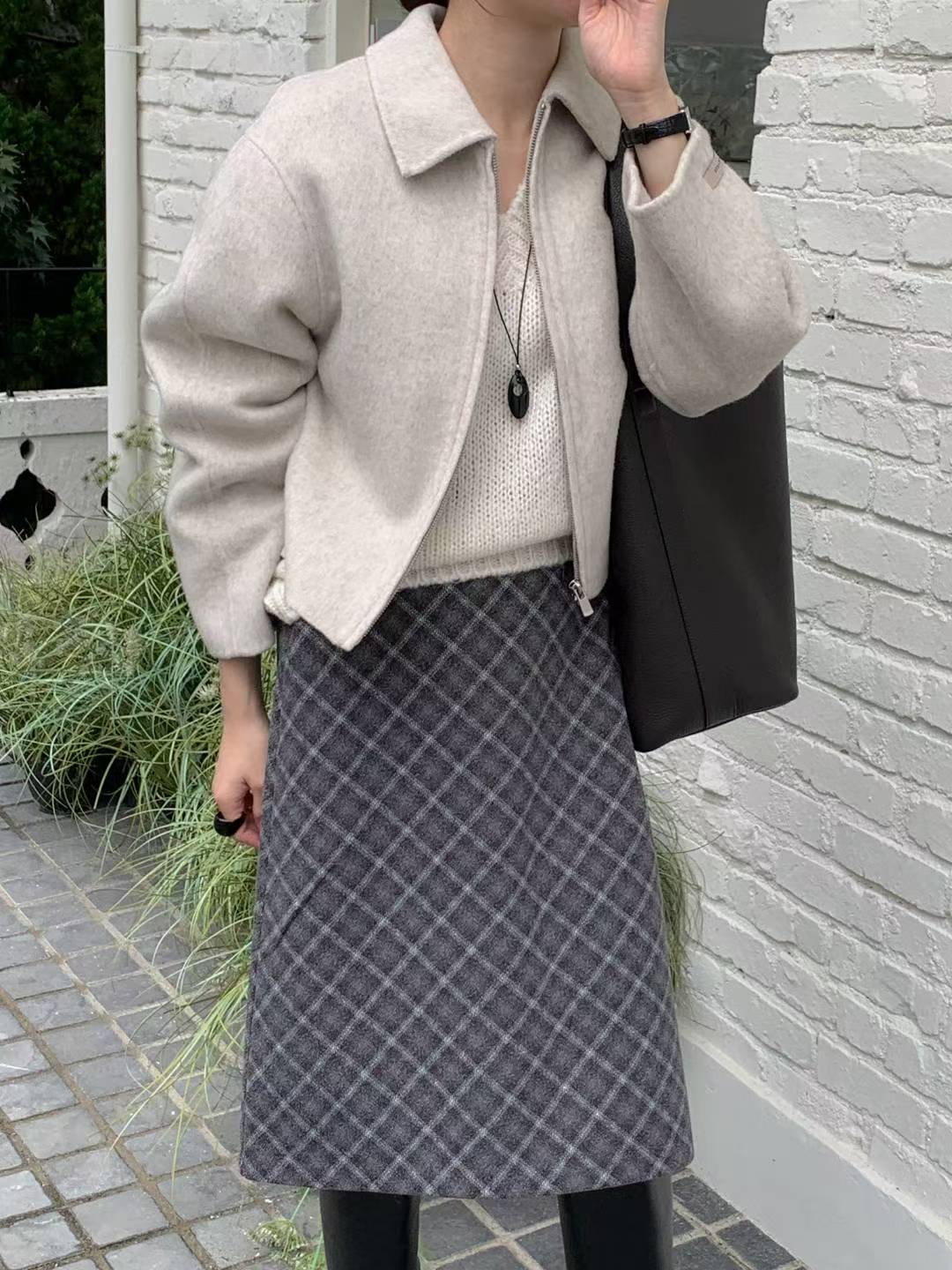 短款雙面羊絨外套