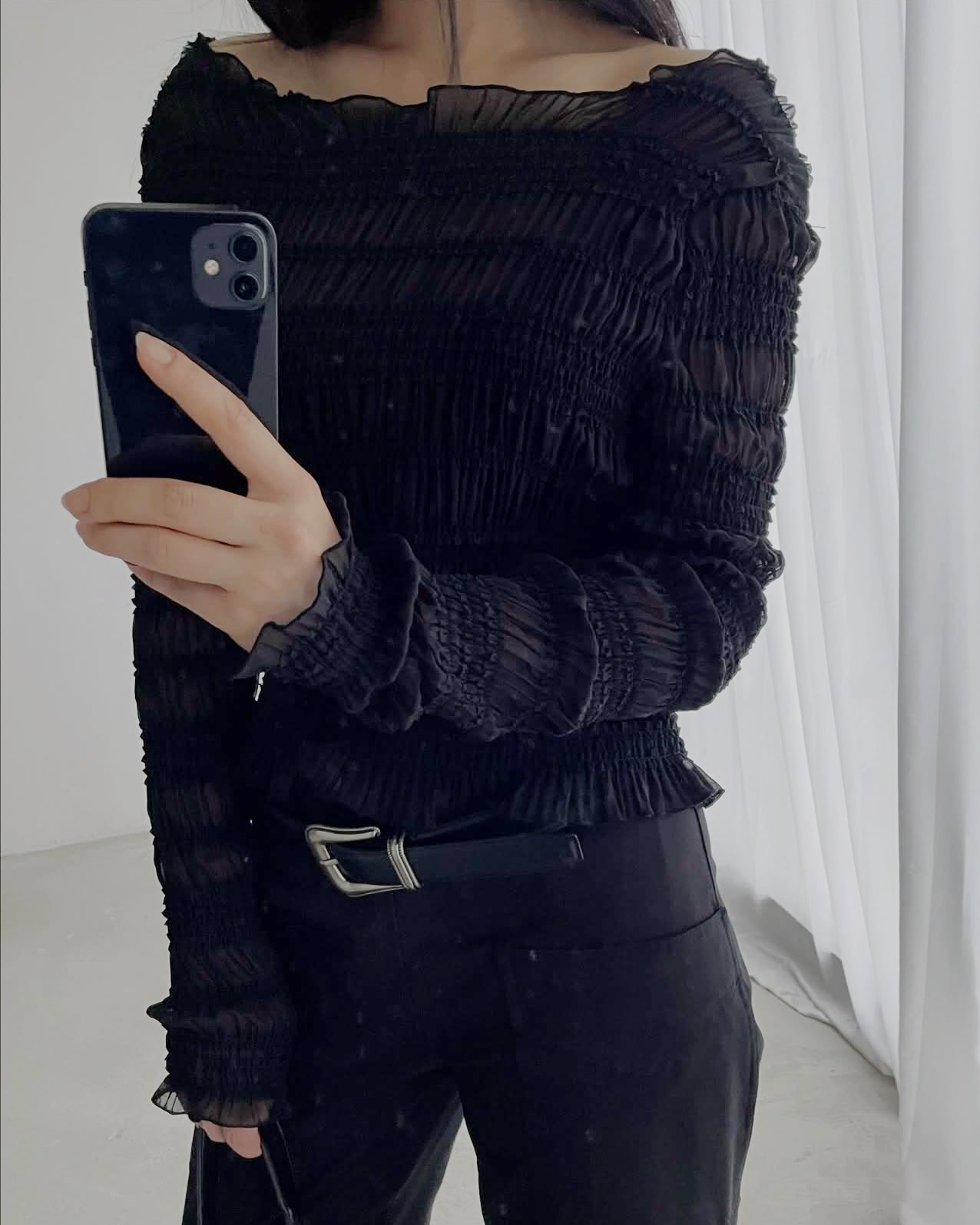 重工！彈力雪紡奏摺top（優惠至11.11）