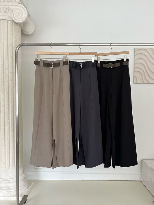 腰帶裝飾開叉西褲（適合腰圍30寸內）