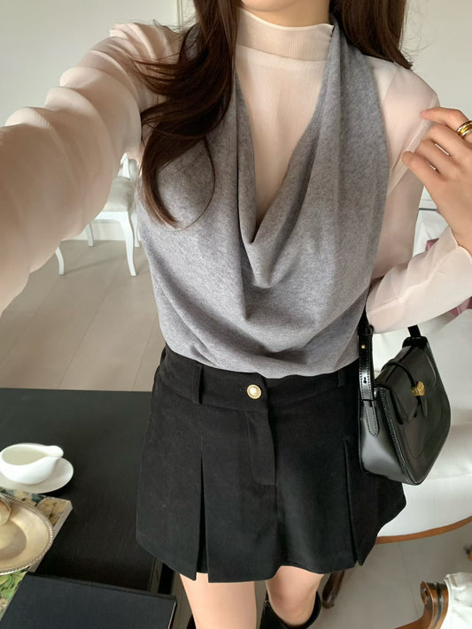 拼接假兩件長袖