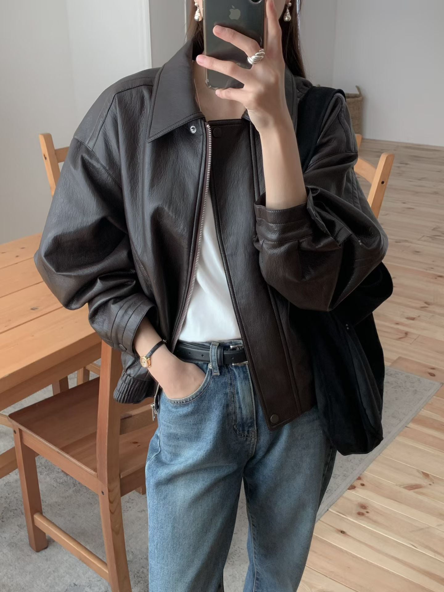 皮面機車風外套