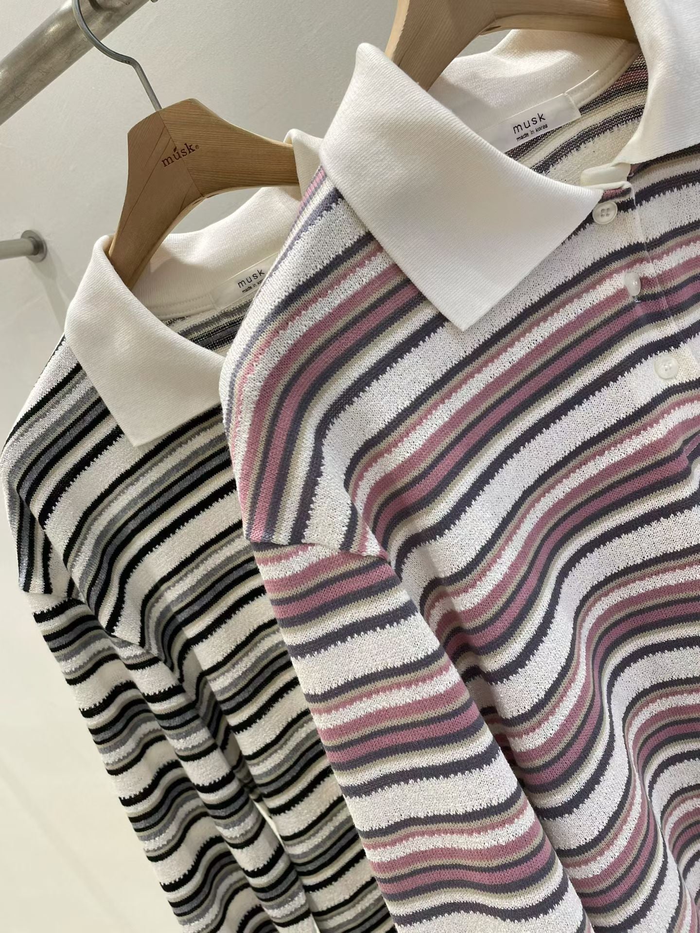 撞色針織條紋冷衫