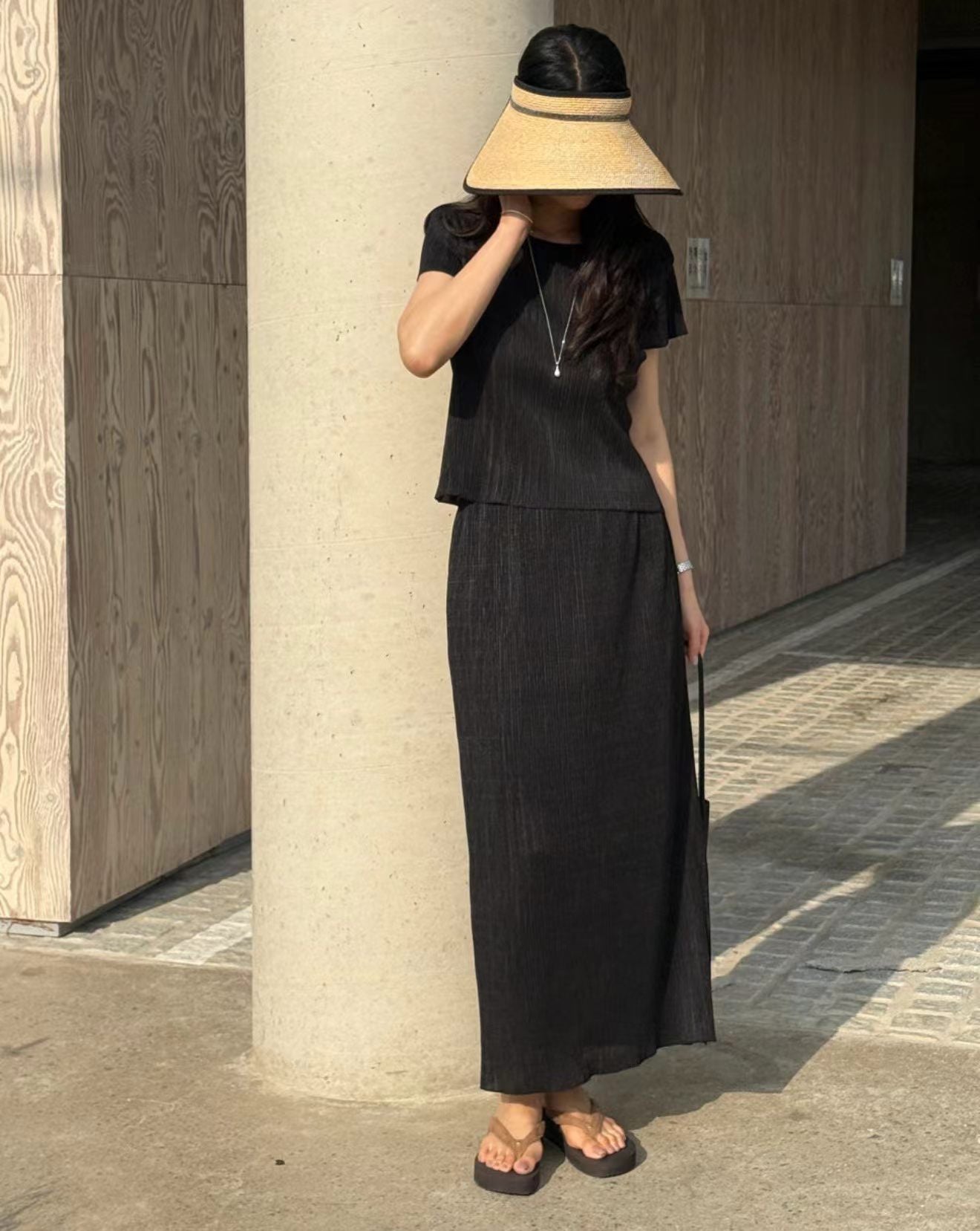 紋理感優雅長裙套裝