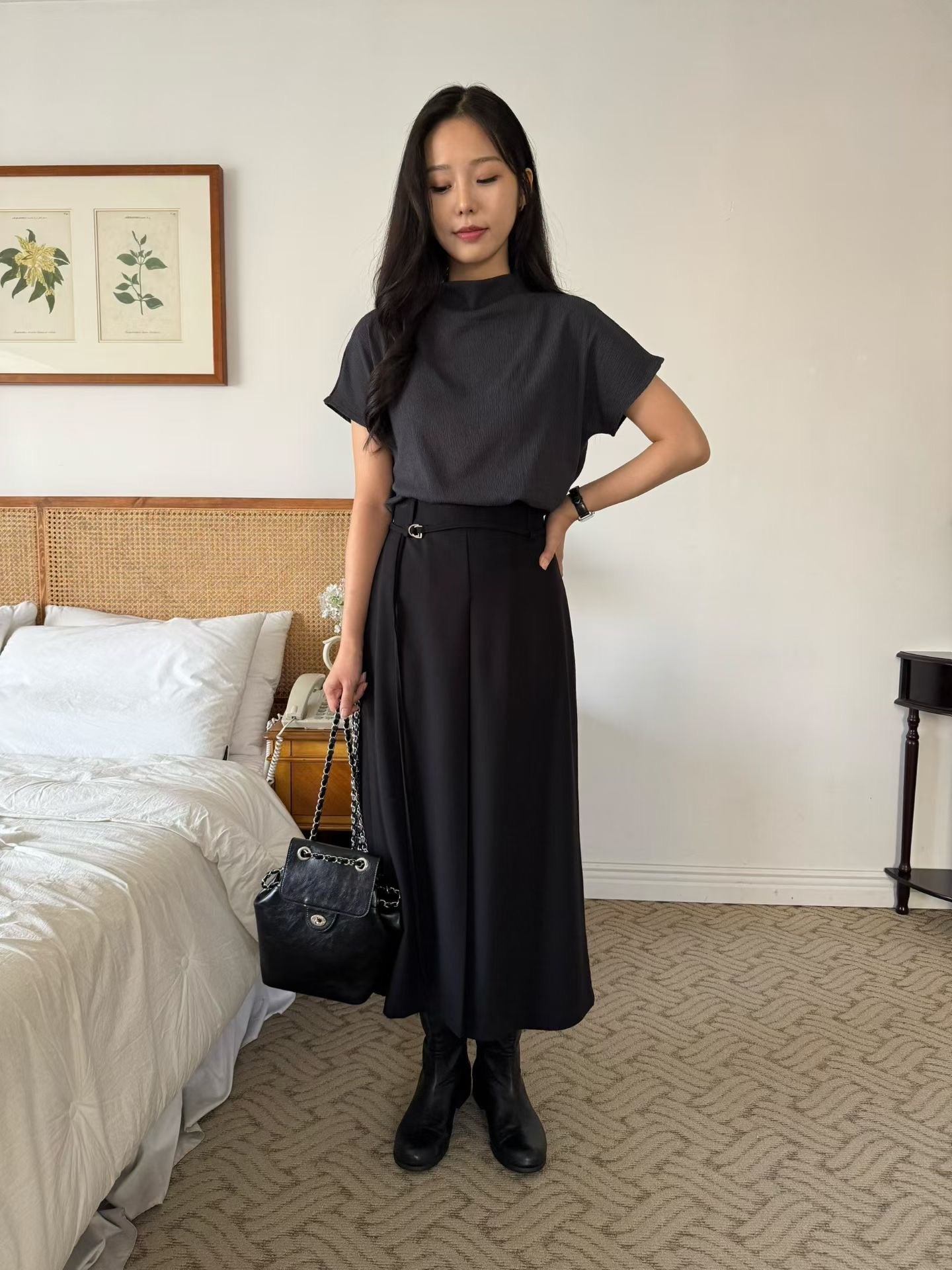 三宅皺摺企領top（L碼ok）