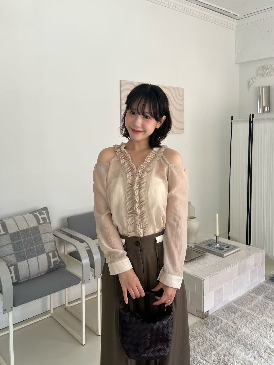 綁帶拼色西褲 （適合腰圍28寸內）