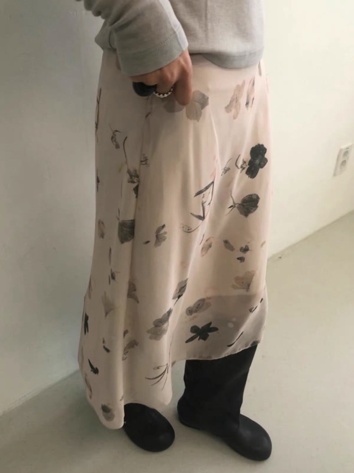 水墨風印花長裙￼
