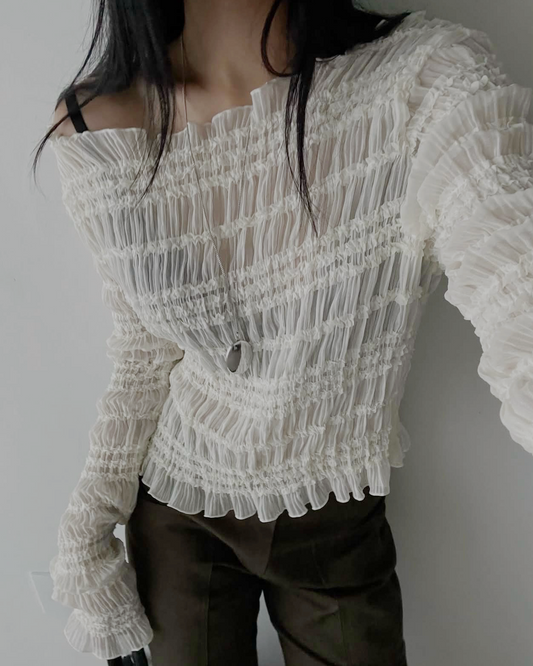 重工！彈力雪紡奏摺top（優惠至11.11）