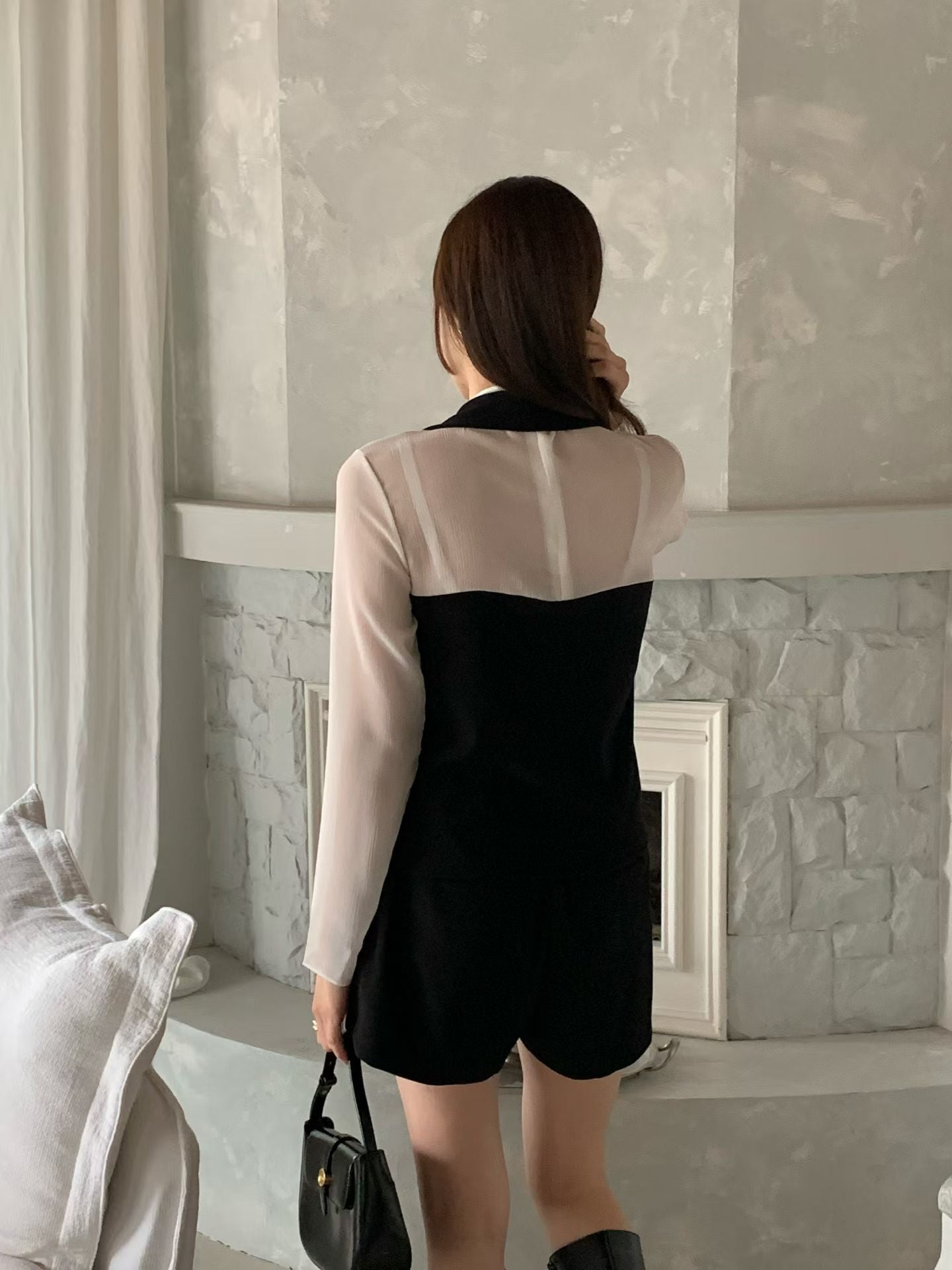 拼接假兩件長袖