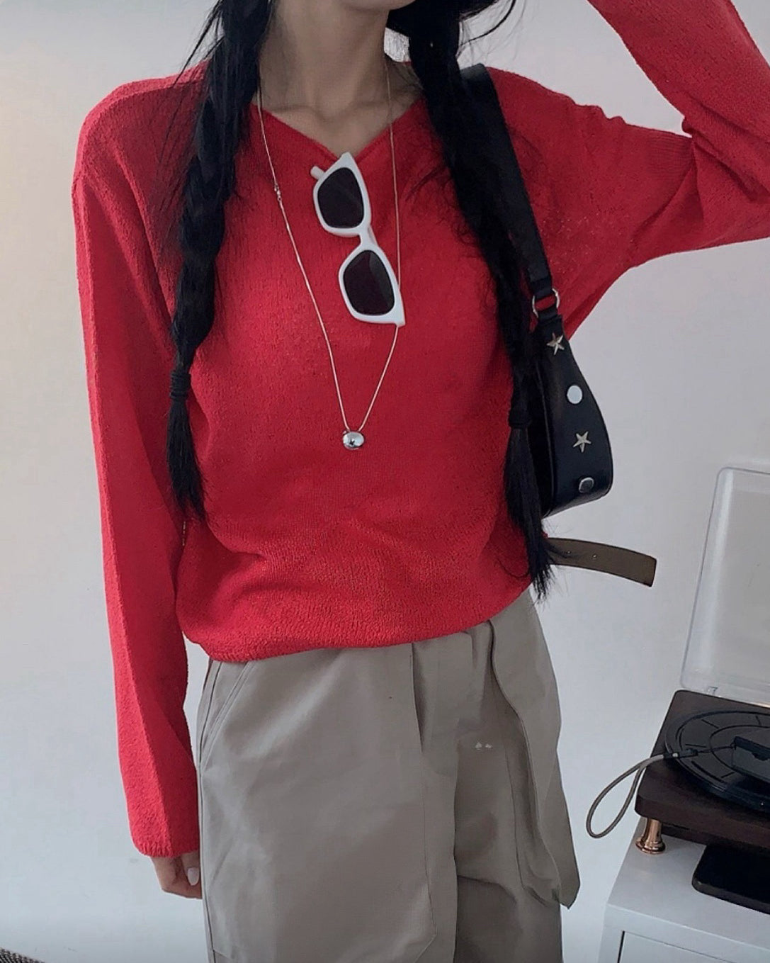 寬鬆麻質薄針織