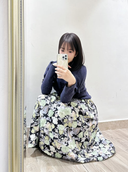 雙層印花薄絨面橡筋腰skirt | KR