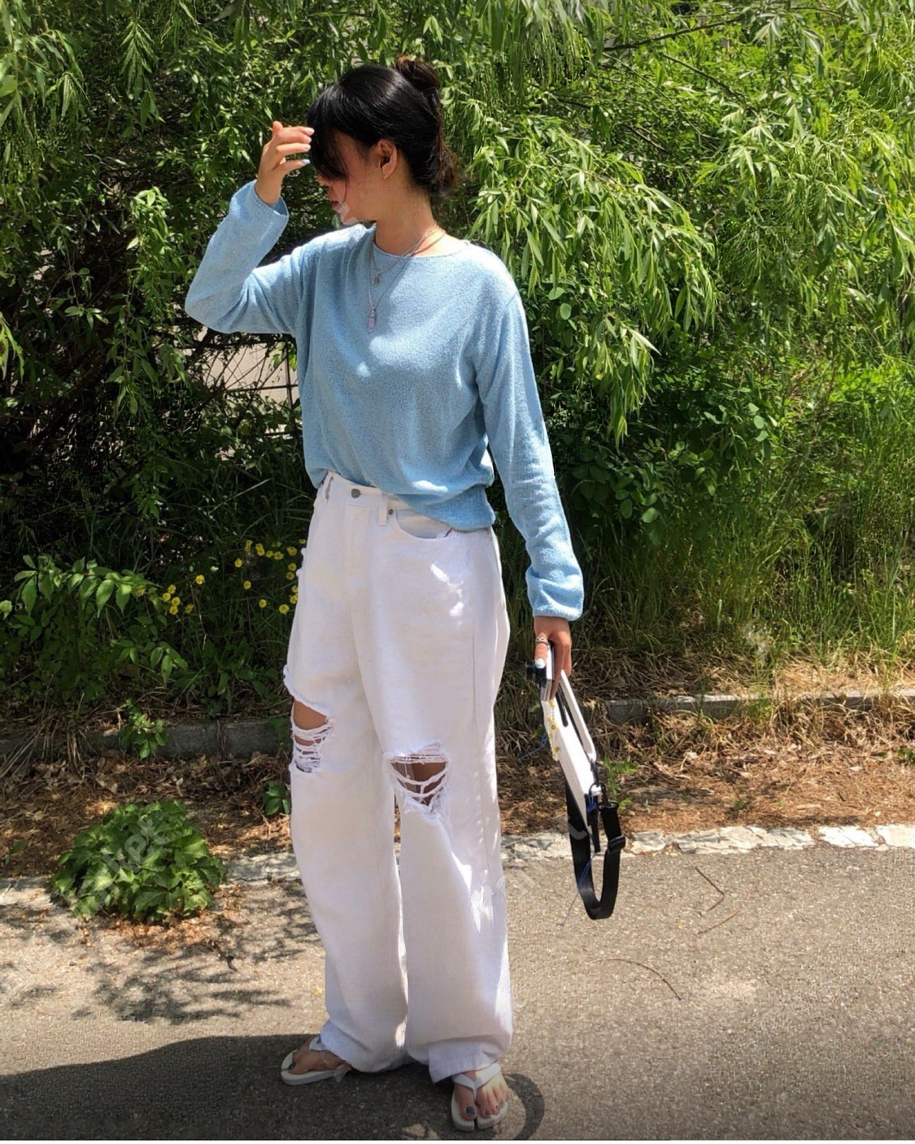 寬鬆麻質薄針織