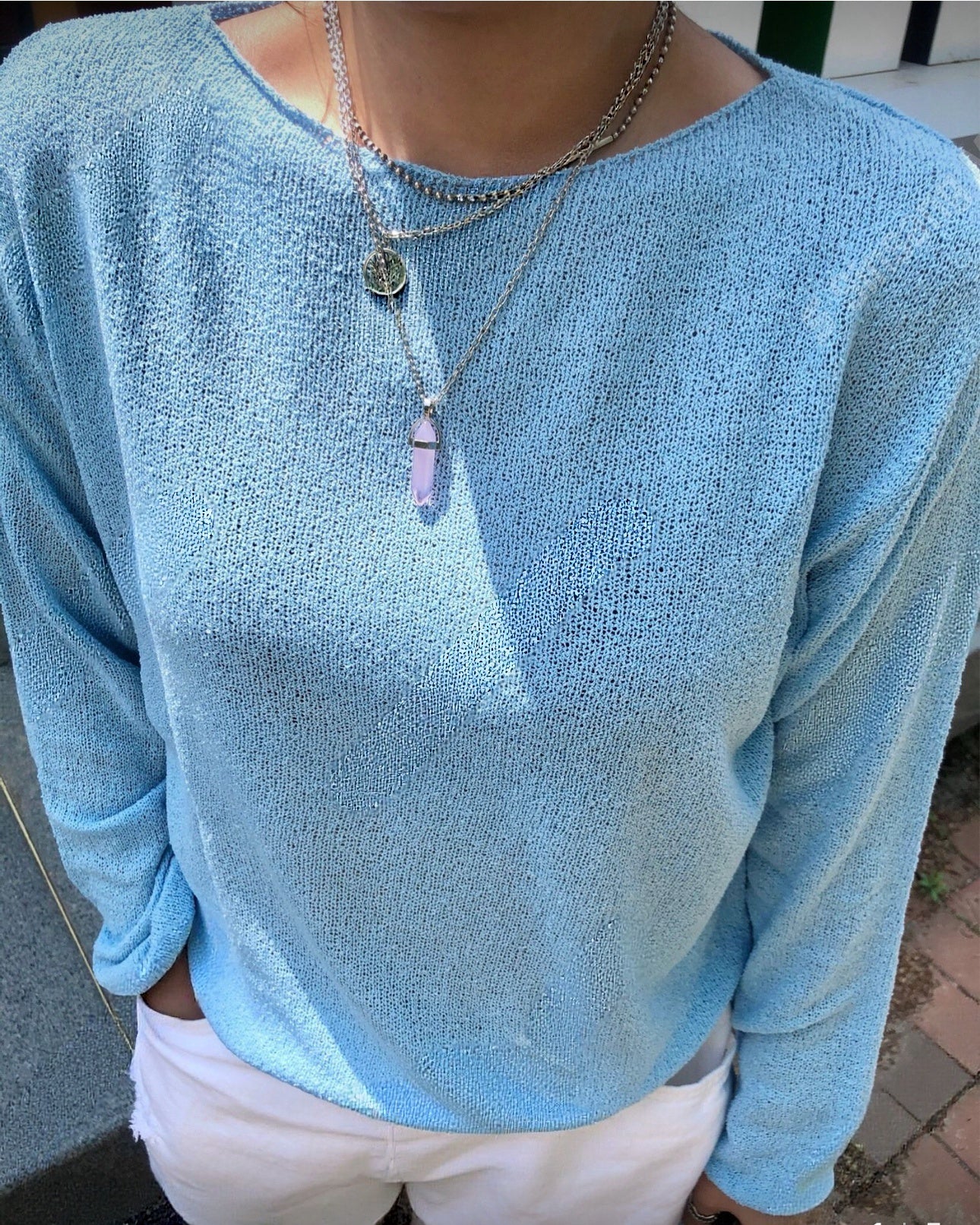 寬鬆麻質薄針織