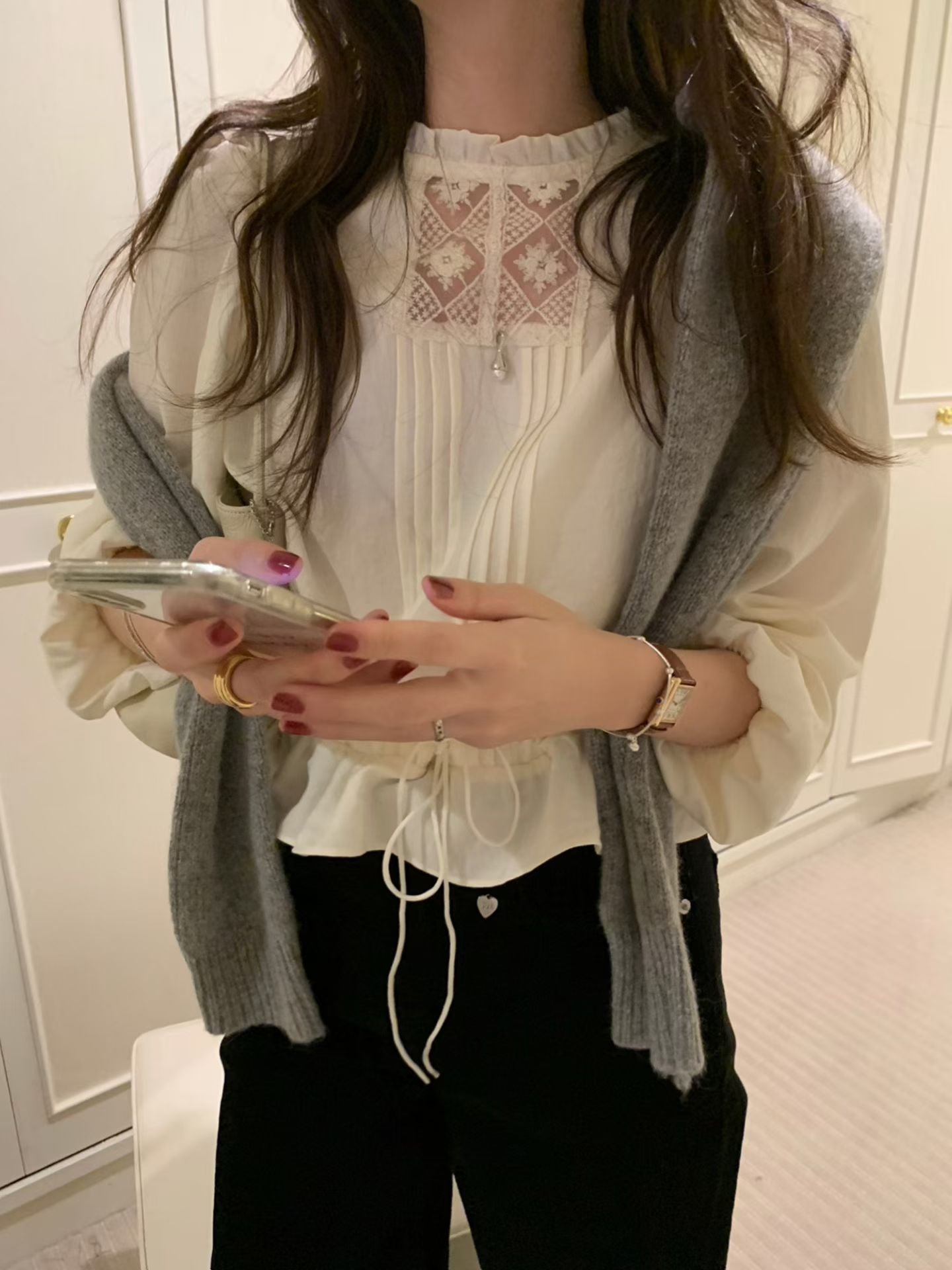 花紋設計長袖上衣