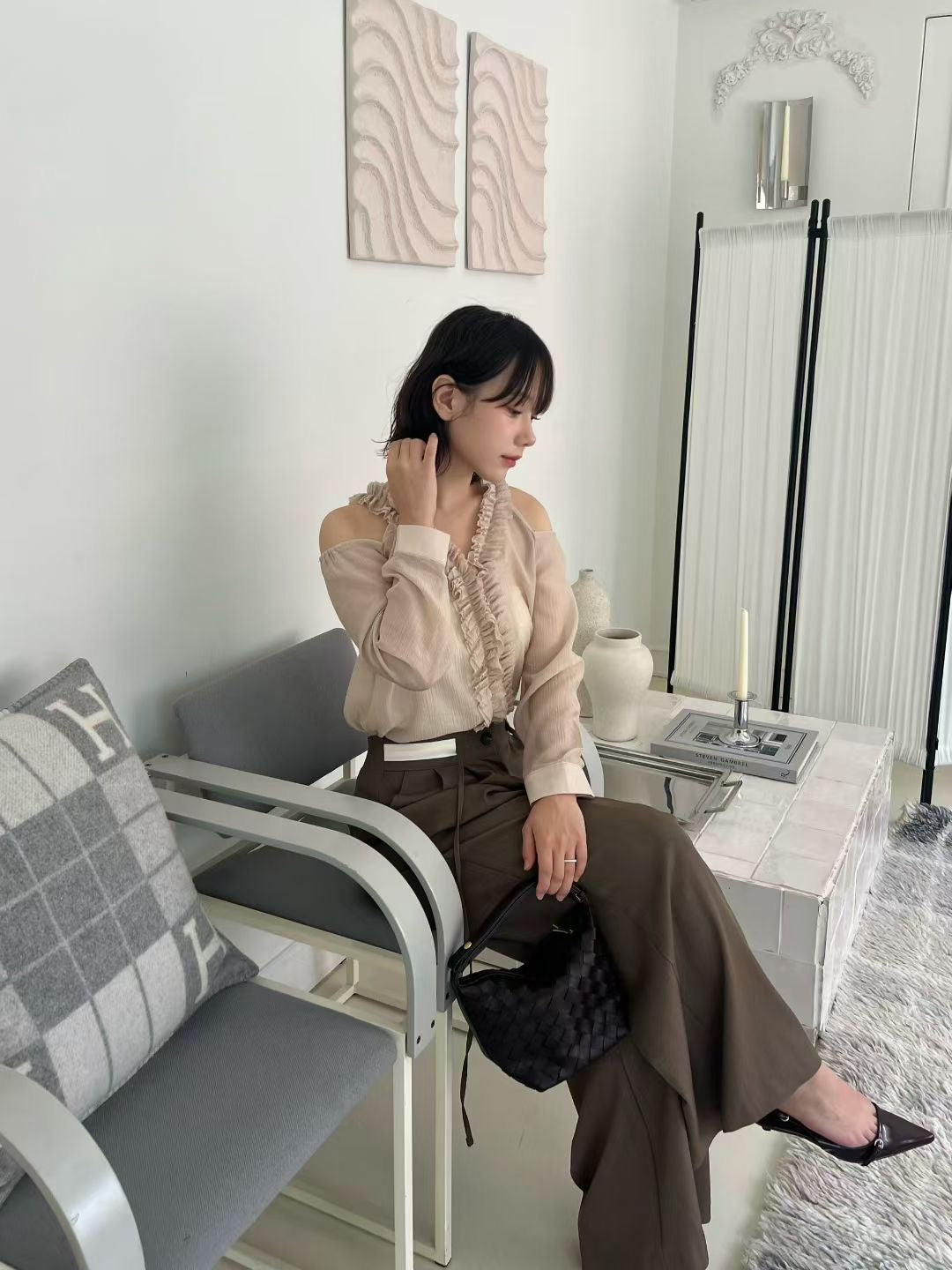 綁帶拼色西褲 （適合腰圍28寸內）