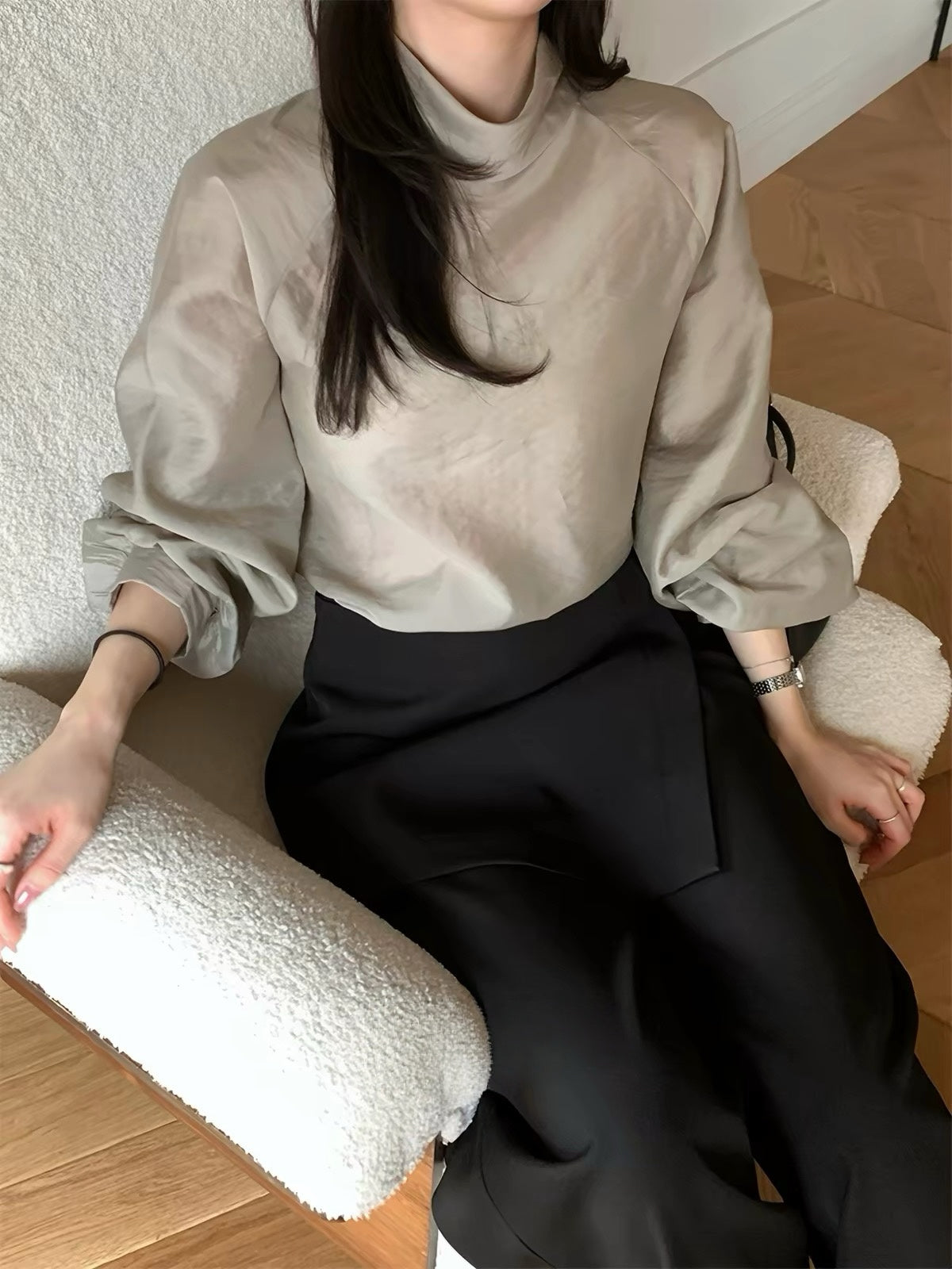 高嶺綁帶長袖上衣￼