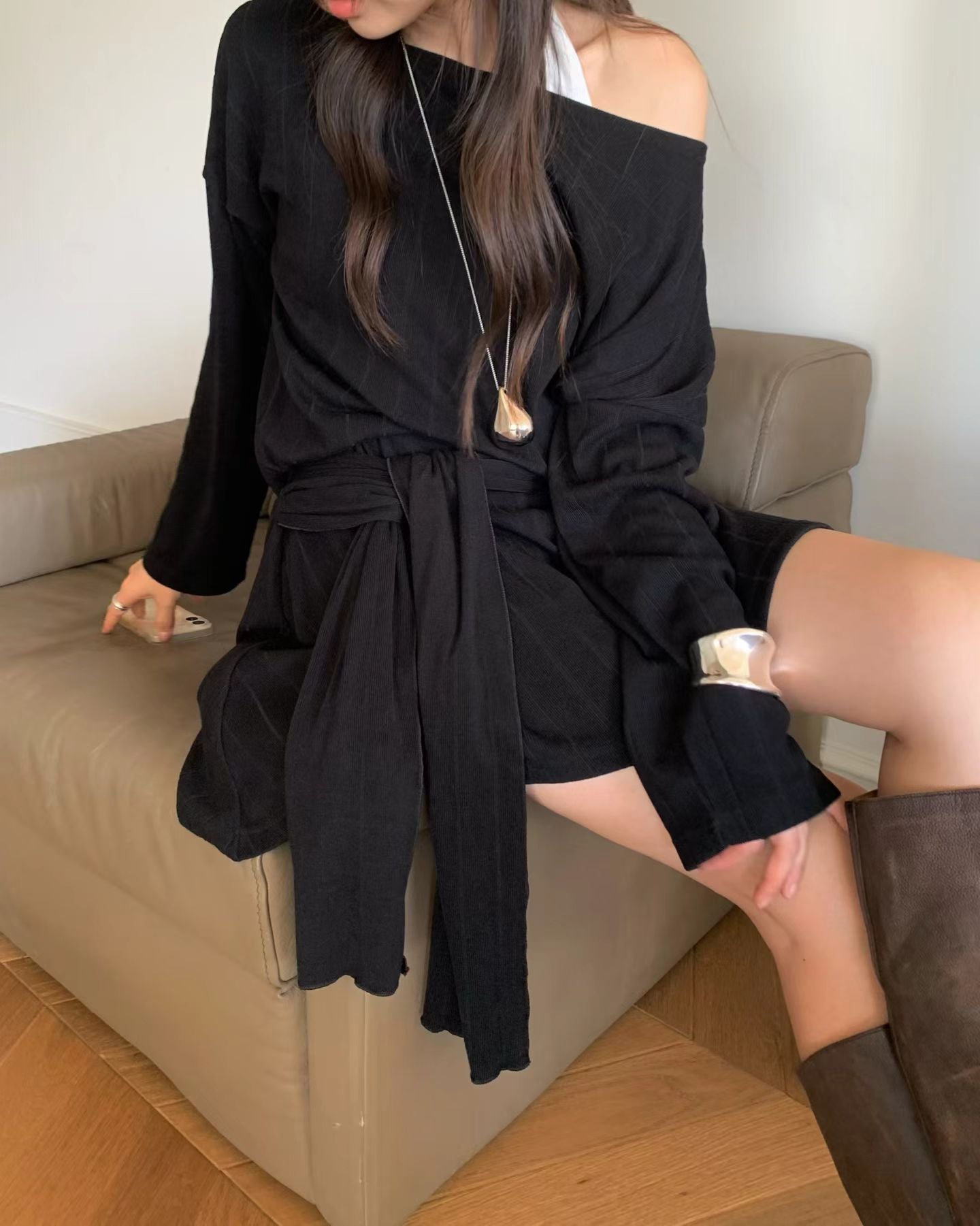 綁腰上衣短褲套裝