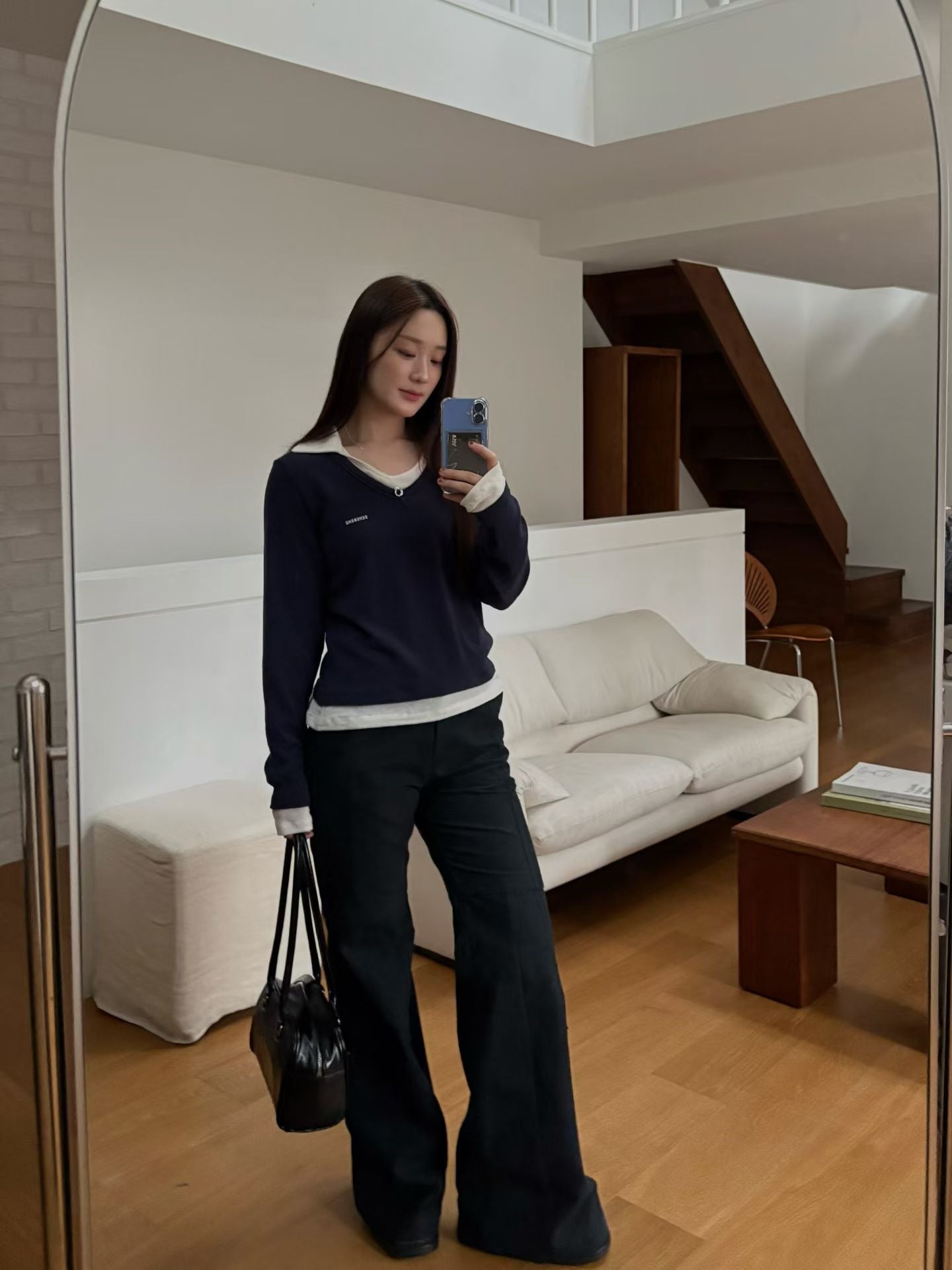 假兩件polo彈力top