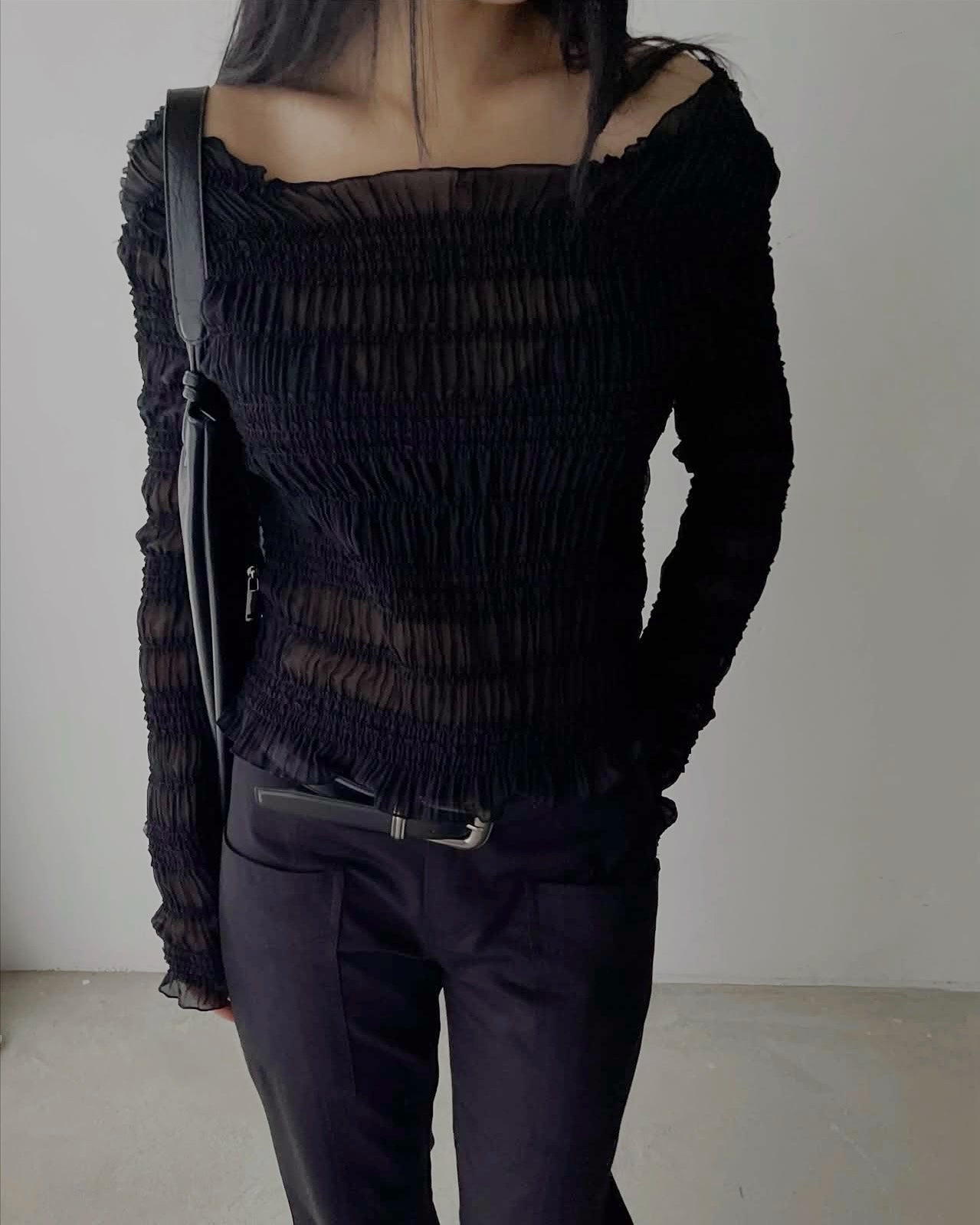 重工！彈力雪紡奏摺top（優惠至11.11）