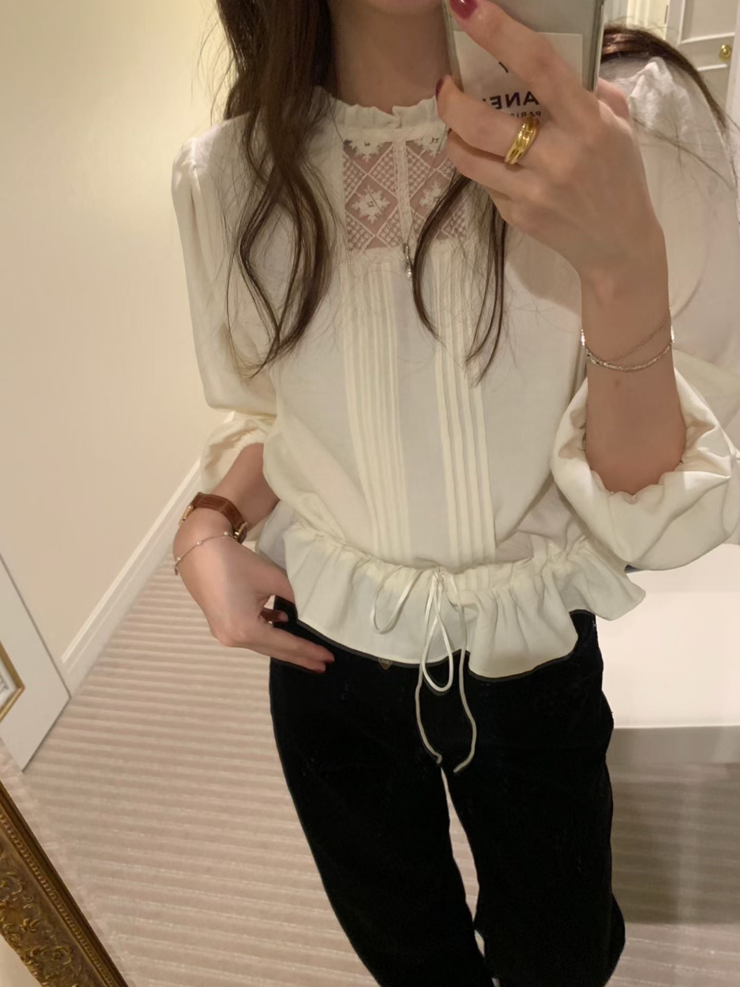 花紋設計長袖上衣