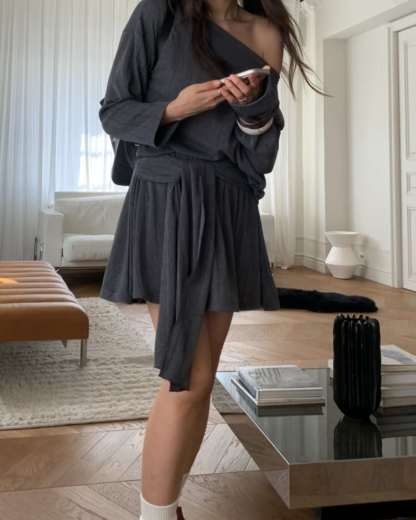 綁腰上衣短褲套裝