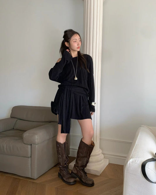 綁腰上衣短褲套裝