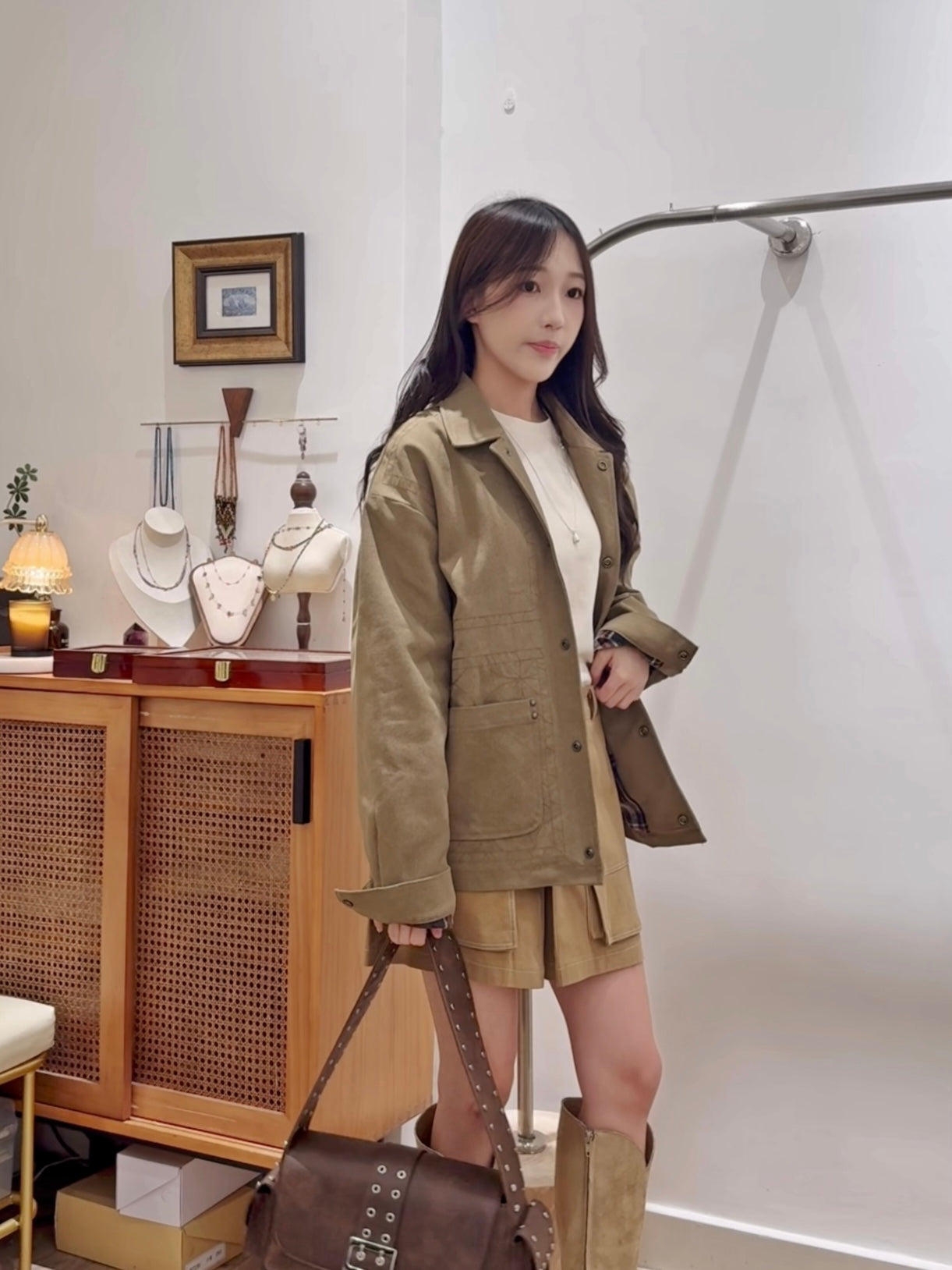 刺繡洗水外套（絨毛內襯）