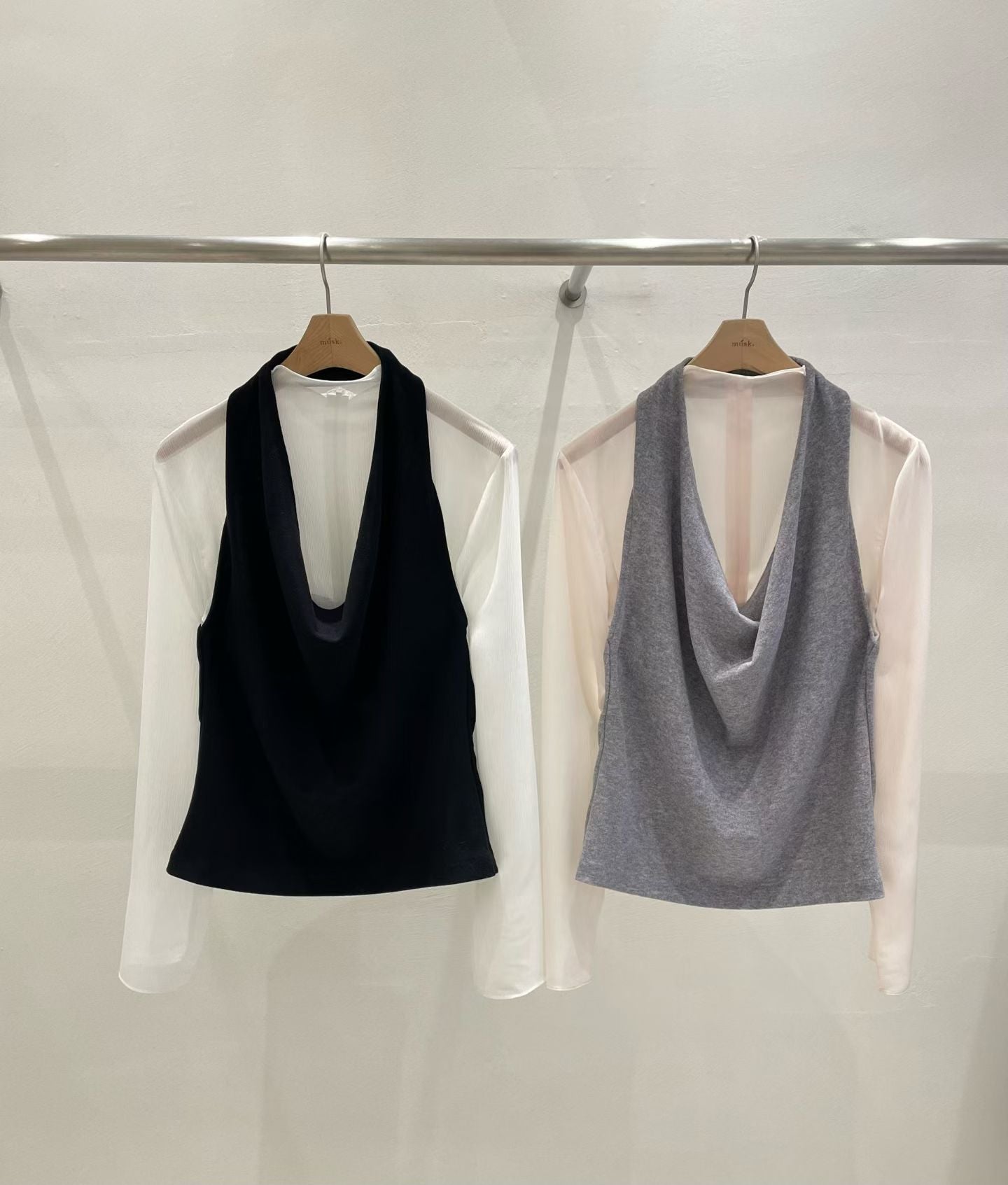 拼接假兩件長袖