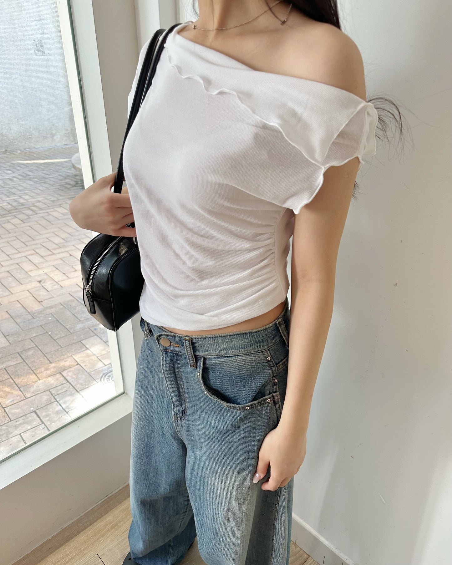 鉚釘氣球薄牛仔褲（L碼腰圍82cm）
